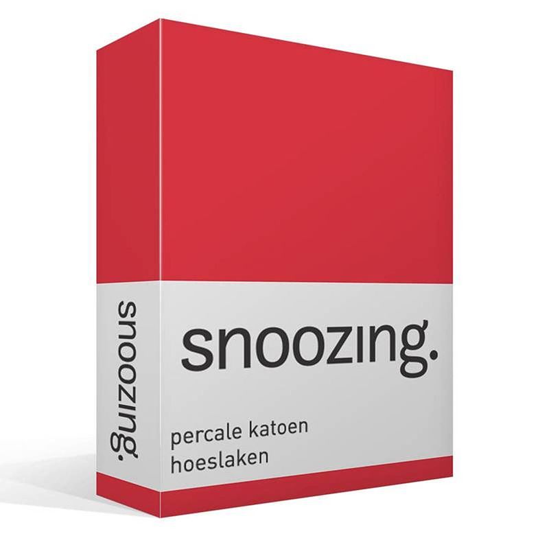 Foto van Snoozing - hoeslaken -90x220 - percale katoen - rood