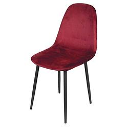 Foto van Urban living - set van 4 eetkamerstoelen - velours/fluweel - rood