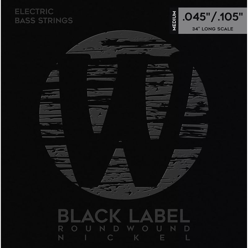 Foto van Warwick black label 41200 m 4 nickel plated steel 45-105 snarenset voor elektrische basgitaar