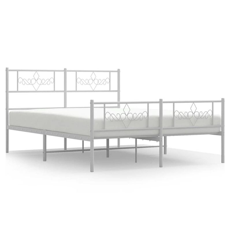 Foto van Vidaxl bedframe met hoofd- en voeteneinde metaal wit 140x200 cm