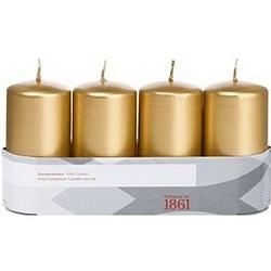 Foto van 4x kaarsen goud 5 x 10 cm 18 branduren sfeerkaarsen - stompkaarsen
