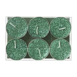 Foto van Theelichten glitter - groen - set van 6