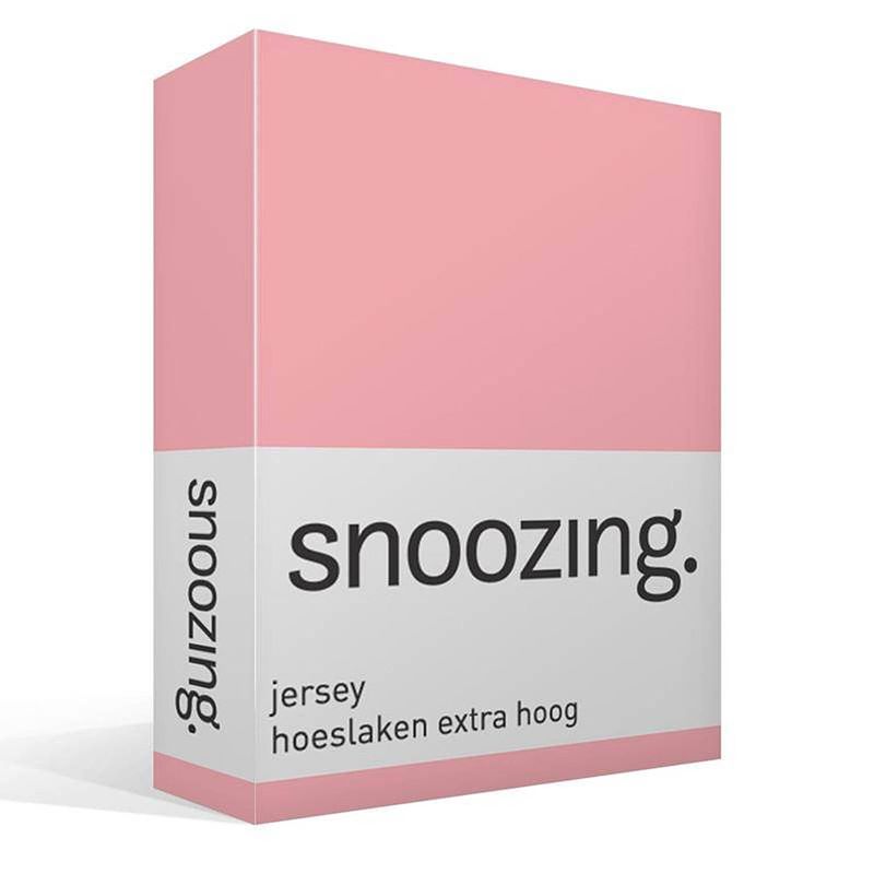 Foto van Snoozing - hoeslaken - extra hoog - jersey - 180x200 - roze