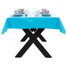 Foto van Buiten tafelkleed/tafelzeil turquoise blauw 140 x 250 cm rechthoekig - tafellakens
