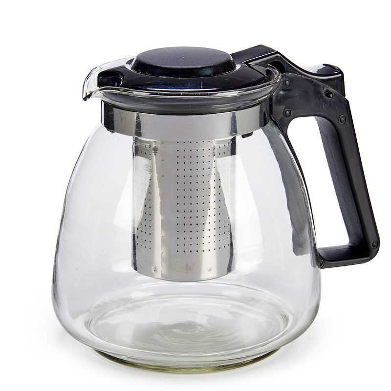 Foto van Glazen theepot 900 ml met filter/infuser en handvat - theepotten