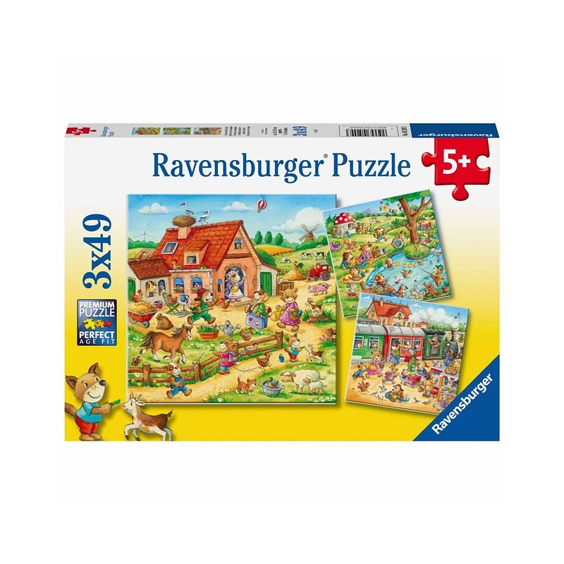 Foto van Ravensburger kinderpuzzel landelijke vakantie - 3 x 49 stukjes