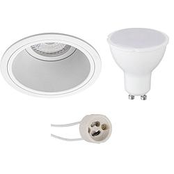 Foto van Led spot set - pragmi minko pro - gu10 fitting - dimbaar - inbouw rond - mat wit - 6w - helder/koud wit 6400k - verdiept