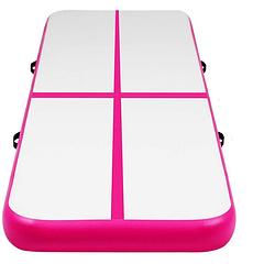 Foto van Opblaasbare pvc gym mat, roze, 5 meter, met elektrische luchtpomp, gymnastiekmat, trainingsmat, fitnessmat