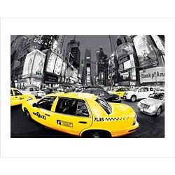 Foto van Pyramid rush hour times square yellow cabs kunstdruk 80x60cm