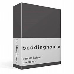 Foto van Beddinghouse percale katoen hoeslaken - 100% percale katoen - 1-persoons (80/90x210/220 cm) - anthracite