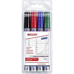 Foto van Edding 4-250-4 edding 250 whiteboard marker whiteboardmarker zwart, blauw, rood, groen 4 stuks/pack