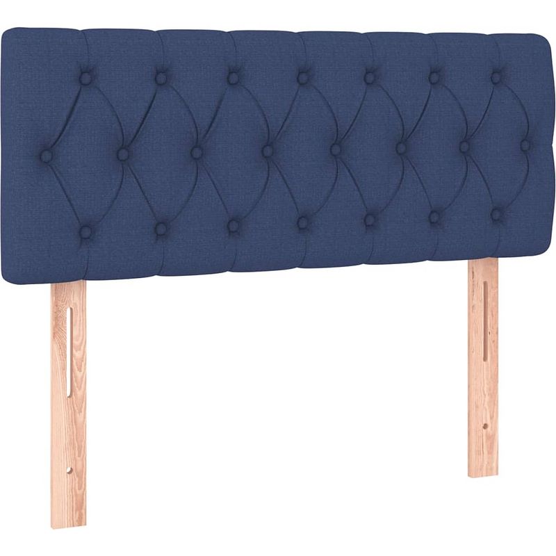 Foto van The living store boxspringbed - blauw - 193 x 93 x 78/88 cm - pocketvering matras - middelharde ondersteuning -