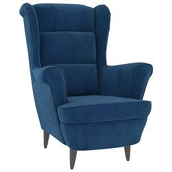 Foto van The living store fauteuil velvet - blauw - 81x90x96.5 cm - 100% polyester - multiplex