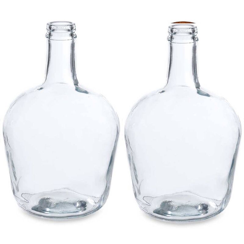 Foto van Bloemenvazen 2x stuks - flessen model - glas - transparant - 19 x 31 cm - vazen