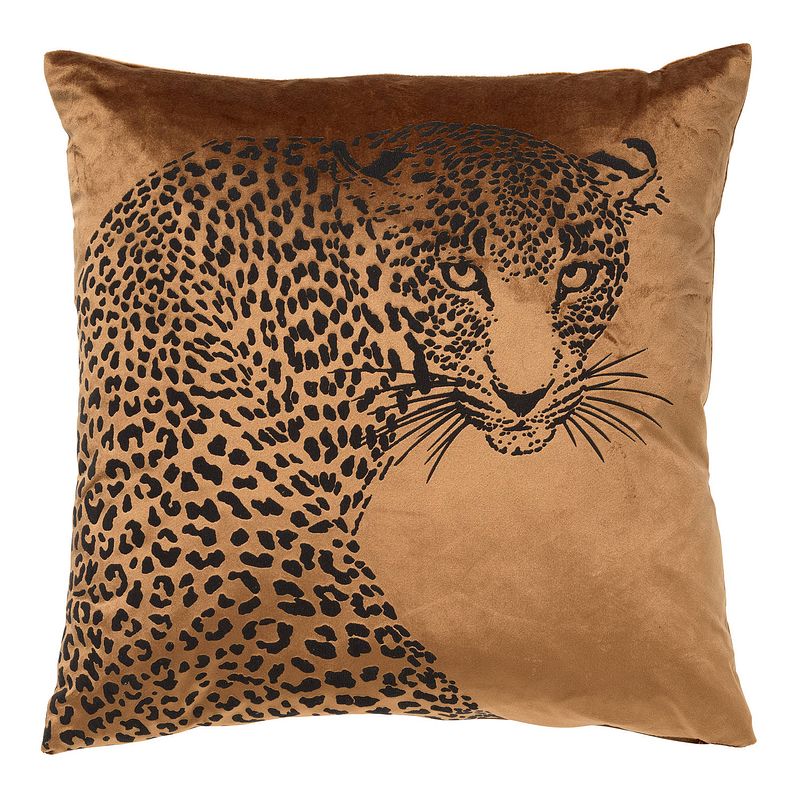 Foto van Dutch decor simba - sierkussen met dierenprint 45x45 cm tobacco brown - bruin - bruin