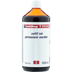 Foto van Edding t1000 navulinkt voor permanent markers - kleur: rood - grote fles - 1000ml