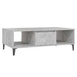 Foto van The living store salontafel industrieel - betongrijs - 103.5 x 60 x 35 cm - met opbergschappen