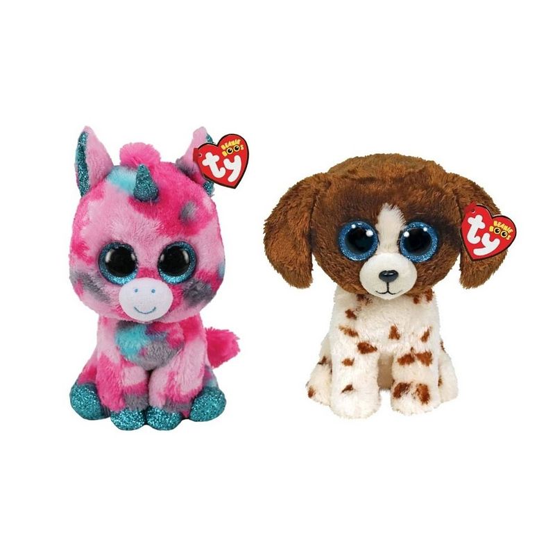 Foto van Ty - knuffel - beanie buddy - gumball unicorn & muddles dog