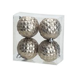 Foto van 4x luxe zilveren kunststof kerstballen 8 cm kerstboomversiering - kerstbal