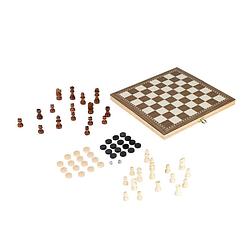 Foto van Hi premium 3-in-1 spelbord - dammen - schaken - 29.5 x 29 x 2 cm
