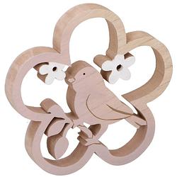 Foto van Arti casa decoratie-ornament vogel 23 cm hout blank