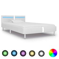 Foto van Vidaxl bedframe met led kunstleer wit 90x200 cm