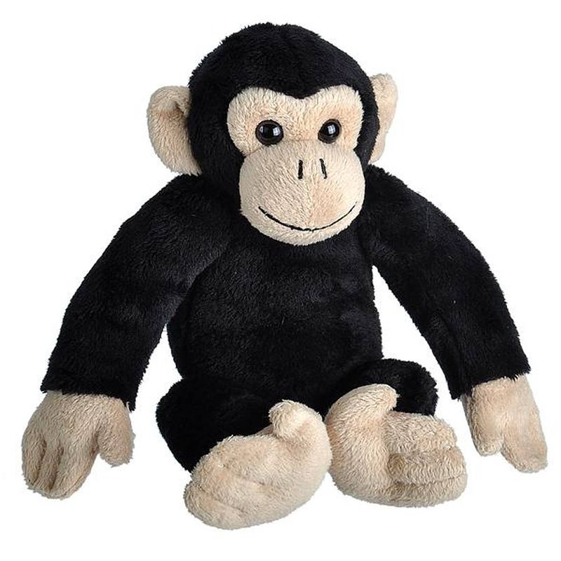 Foto van Wild republic knuffel chimpansee 20 cm pluche zwart / taupe