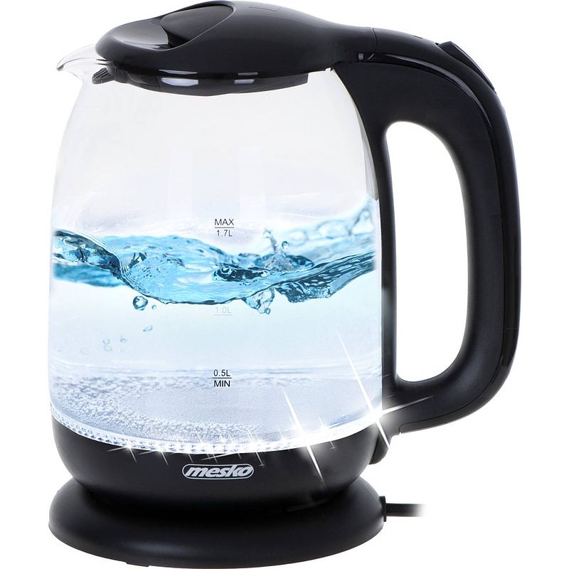 Foto van Mesko 1302b - waterkoker - glas - zwart - 1.7 liter - 2200 watt