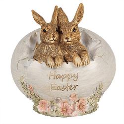 Foto van Clayre & eef beeld konijn 11 cm bruin polyresin happy easter bruin