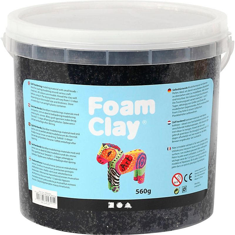 Foto van Packlinq foam clay®. zwart. 560 gr/ 1 emmer