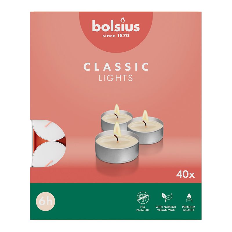 Foto van Bolsius theelicht classic lights wit 6 uur