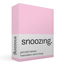 Foto van Snoozing - hoeslaken - percale katoen - extra hoog - 140x220 - roze