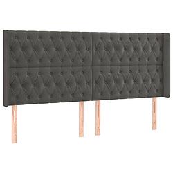 Foto van The living store hoofdbord bed - 183 x 16 x 118/128 cm - donkergrijs fluweel