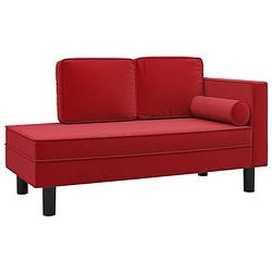 Foto van The living store chaise longue wijnrood fluweel - 118x55x57 cm - comfortabele zitting