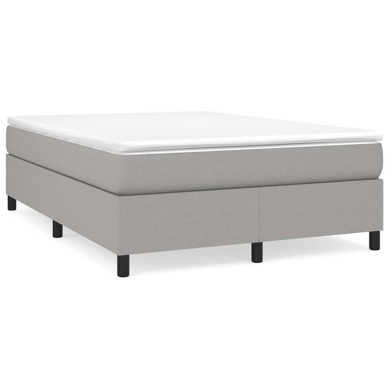 Foto van The living store boxspringbed - metallica - bedframe- lichtgrijs - 203x140x35 cm - matras- wit/lichtgrijs - 140x200x20