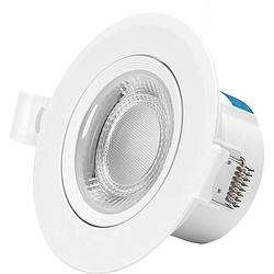 Foto van Led spot - inbouwspot - aigi lola - 5w - warm wit 3000k - rond - mat wit - aluminium