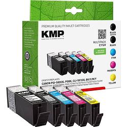 Foto van Kmp inkt combipack vervangt canon pgi-580 xxl, cli-581 xxl compatibel zwart, foto zwart, cyaan, magenta, geel c116v 1576,0255