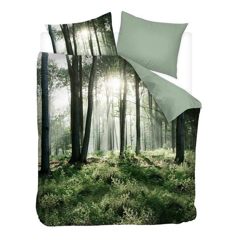 Foto van Snoozing forest flanel dekbedovertrek - lits-jumeaux (240x200/220 cm + 2 slopen) - flanel - green