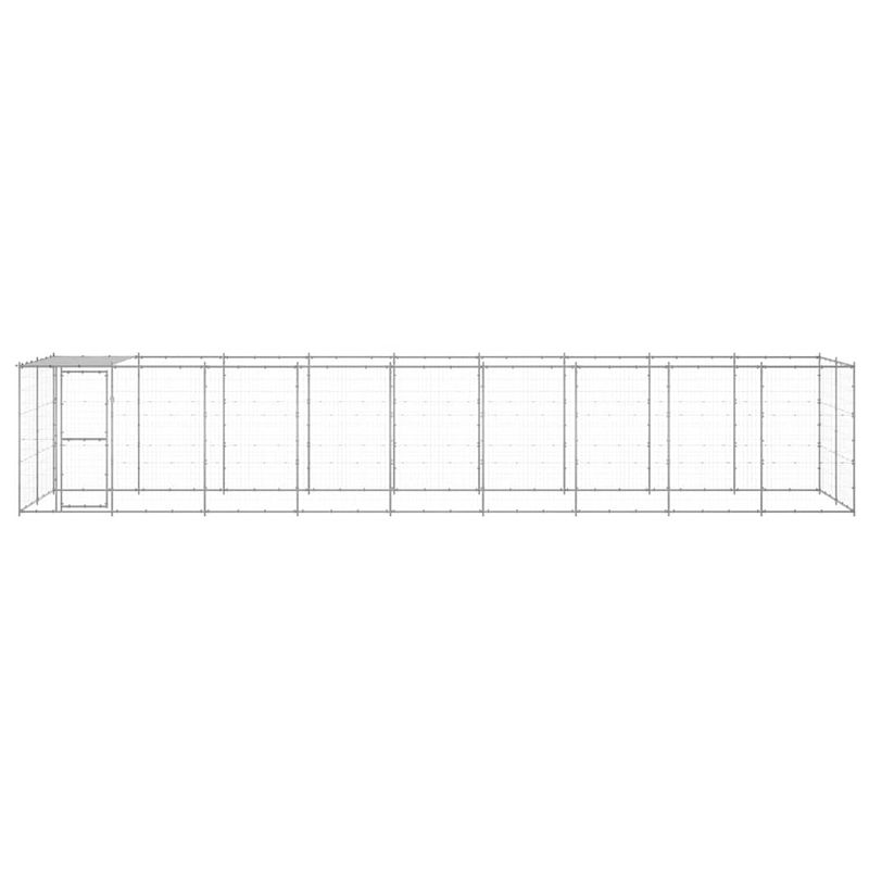 Foto van The living store hondenkennel - gegalvaniseerd staal - 990 x 220 x 180 cm - met dak en deur