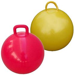 Foto van 2x stuks skippyballen voor kinderen geel/rood 60 cm - skippyballen