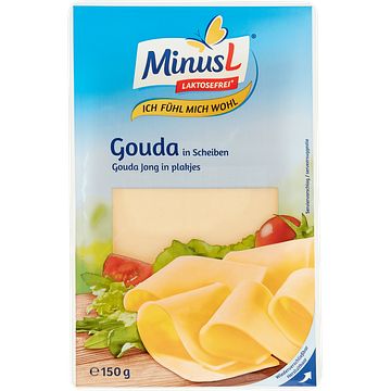 Foto van Minusl lactosevrije gouda kaas in plakken 150g bij jumbo