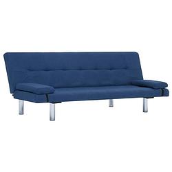 Foto van The living store slaapbank modern - blauw - 168 x 77 x (61.5 / 64 / 66) cm - houten frame - verchroomde poten