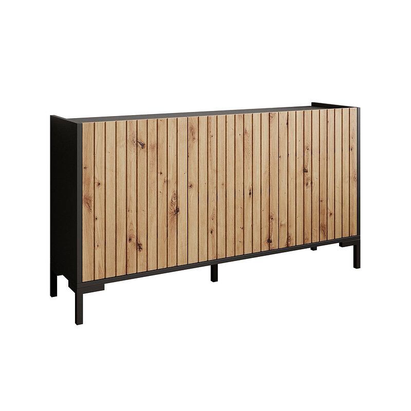 Foto van Meubella dressoir lemon - zwart - eiken - 150 cm