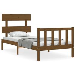 Foto van The living store houten bedframe - honingbruin - 205.5 x 105.5 x 81 cm - massief grenenhout