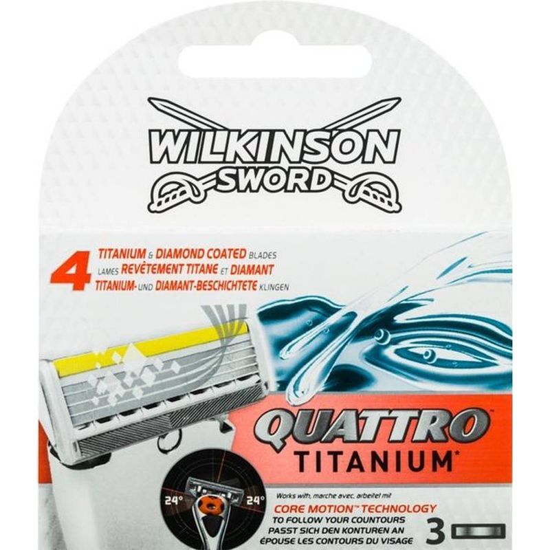 Foto van Wilkinson quattro titanium scheermesjes - 3 stuks