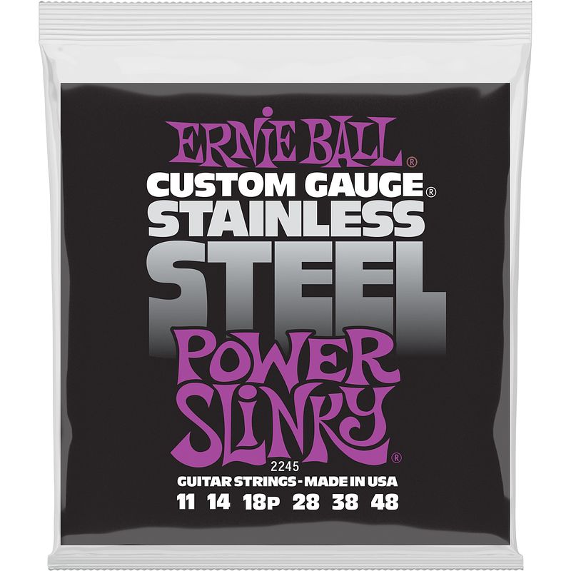 Foto van Ernie ball 2245 stainless steel power slinky snarenset