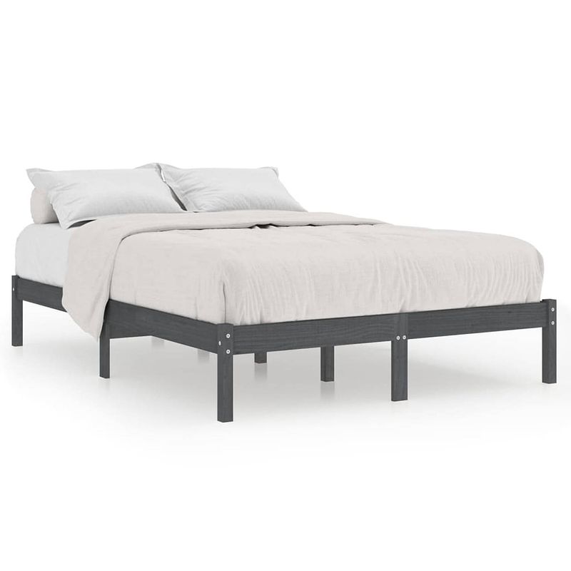 Foto van Vidaxl bedframe massief grenenhout grijs 160x200 cm