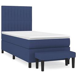 Foto van Vidaxl boxspring met matras stof blauw 80x200 cm