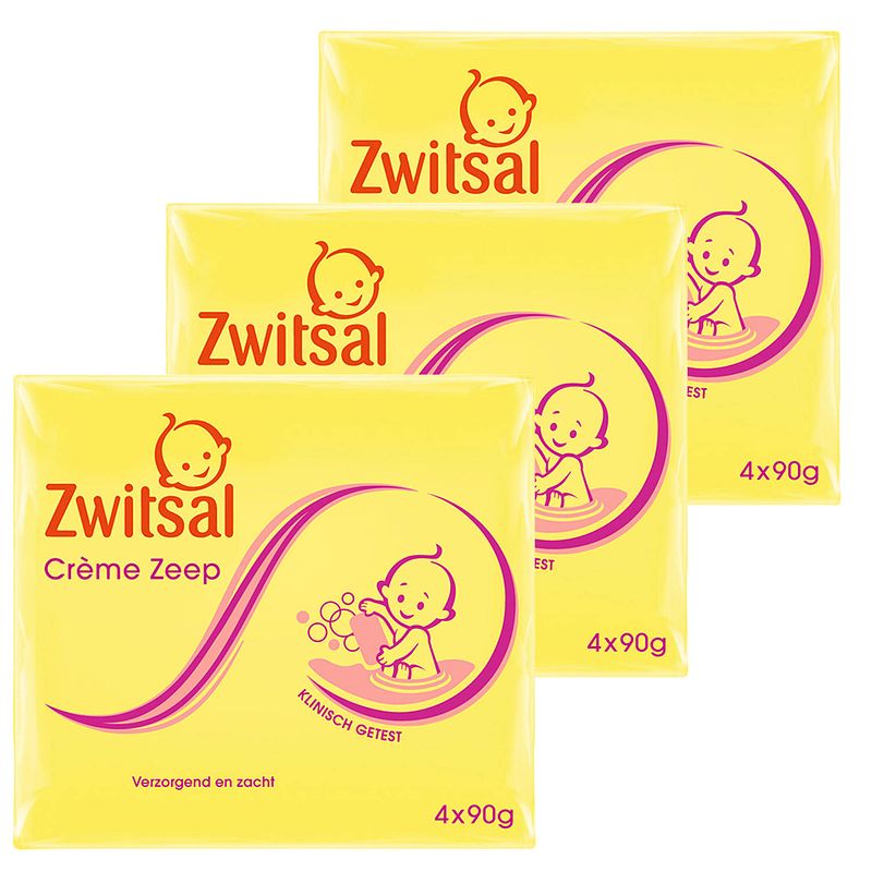 Foto van Zwitsal - creme zeep - 12 x 90g - voordeelpack