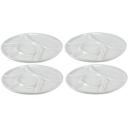 Foto van 4x witte fondue/gourmet/bbq borden 22,7 cm 6 vakken - gourmetborden